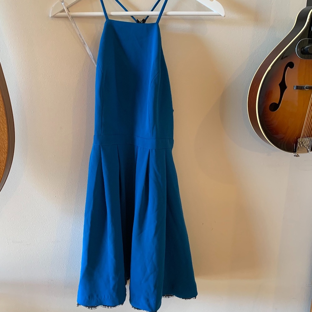 Lovers + Friends Small Cerulean Blue Lace Trimmed Dress